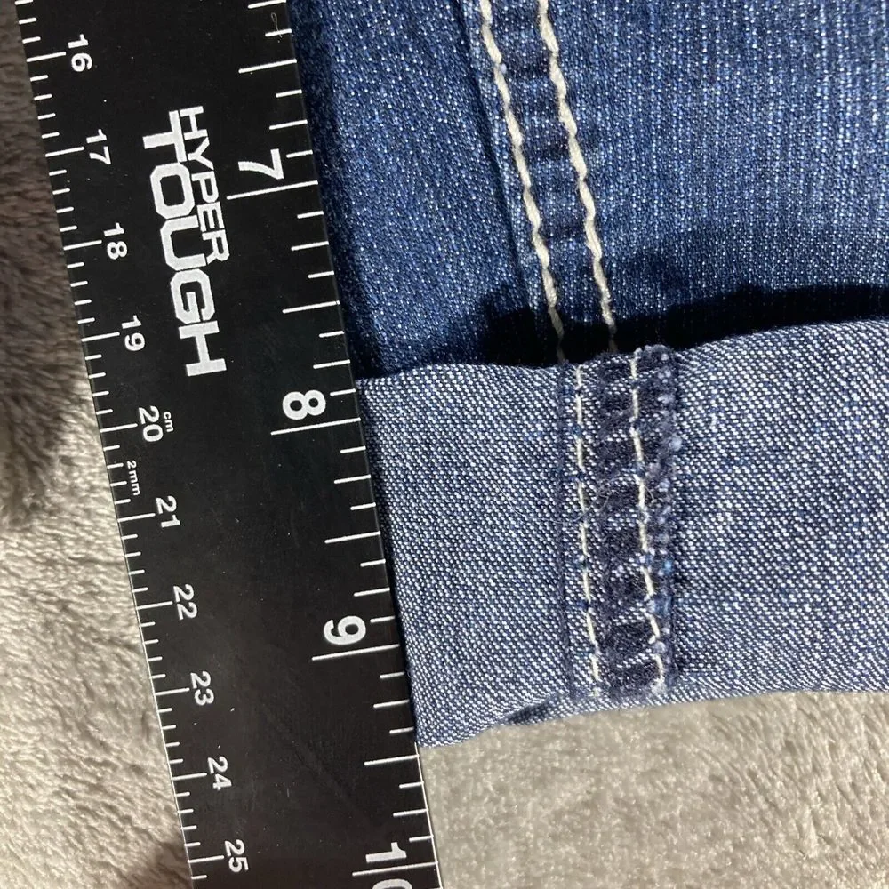 Royalty Jean Shorts‎ Women's Size 8 Dark Wash Cuffed Stretch Large Stitch - Picture 11 of 15